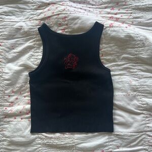Brandy Melville Black Tank with Red Graphic